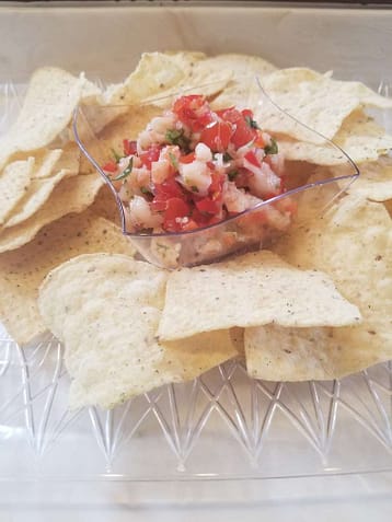 amazing shrimp ceviche with lime chips